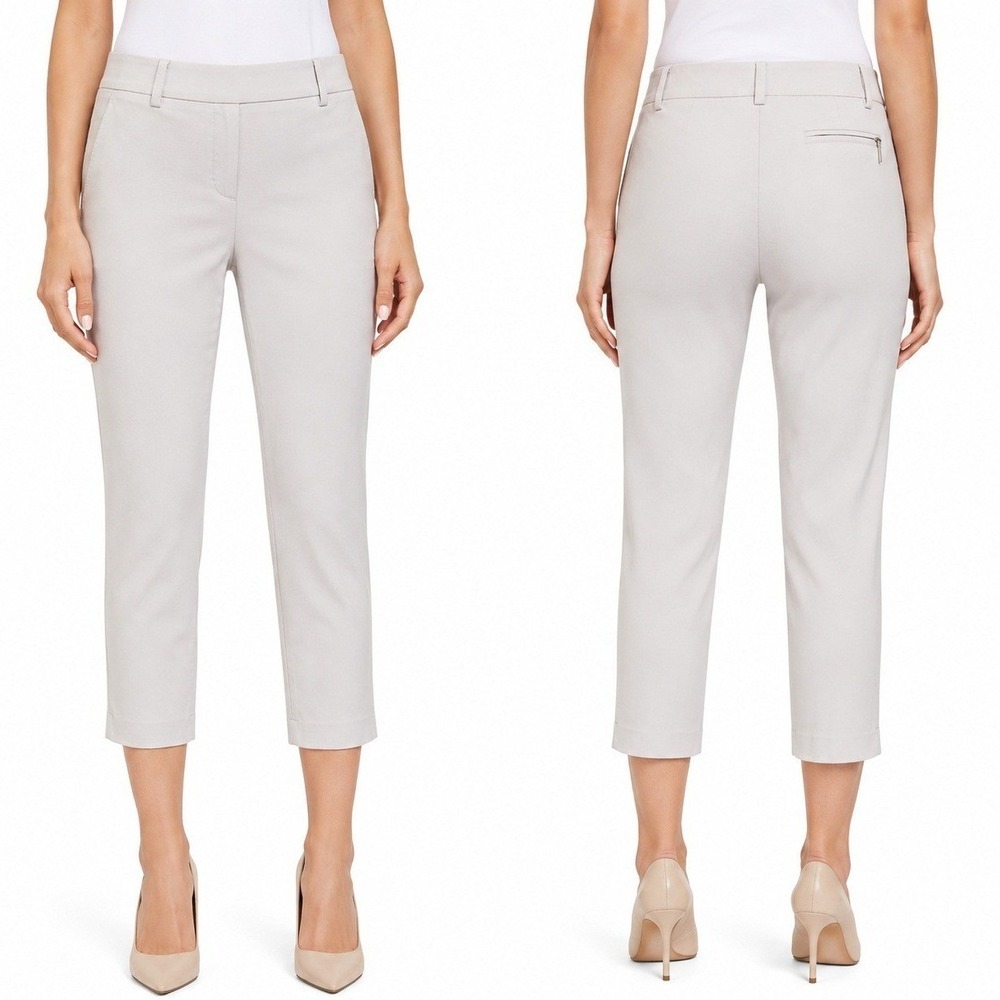 Eight Cloves Capri Pants Womens 12 Gray‎ Stretch Pocket Zipper Office